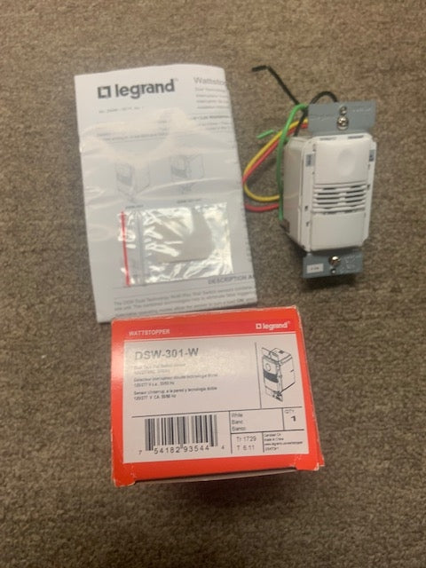 Wattstopper DSW-301-W Dual Tech Wall Switch Sensor.