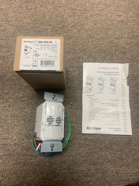 Wattstopper DW-200-W Dual Tech Wall Switch Sensor. New. White.