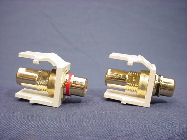 Leviton RCA Jacks, 40830-BWR Gold Plated, White, 2 Pack.
