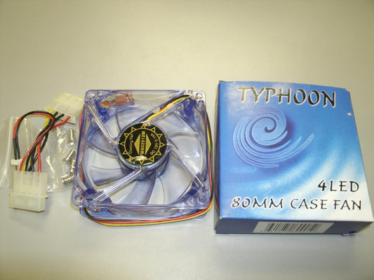 Typhoon Blue 4 LED Case Fan. FM802512M. New.