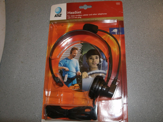 AT&T 24099 Headset. Black. 2.5mm Plug. New. 048898240993.