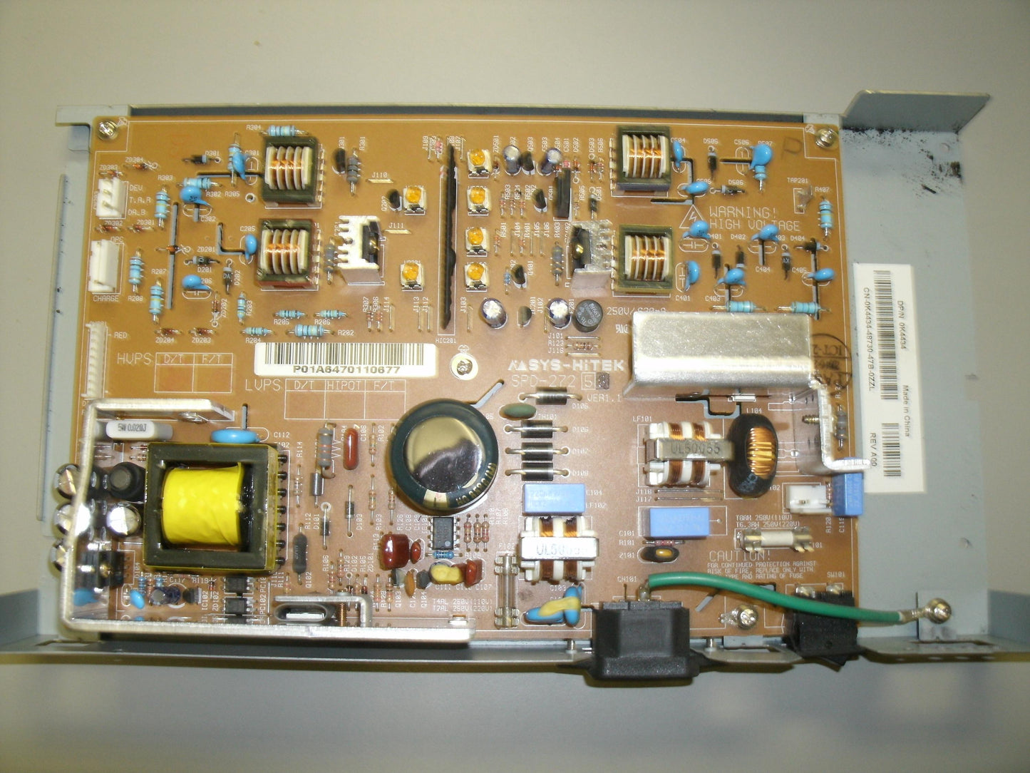 Dell 0K4434 LVPS/HVPS 110V Power Supply Assembly.