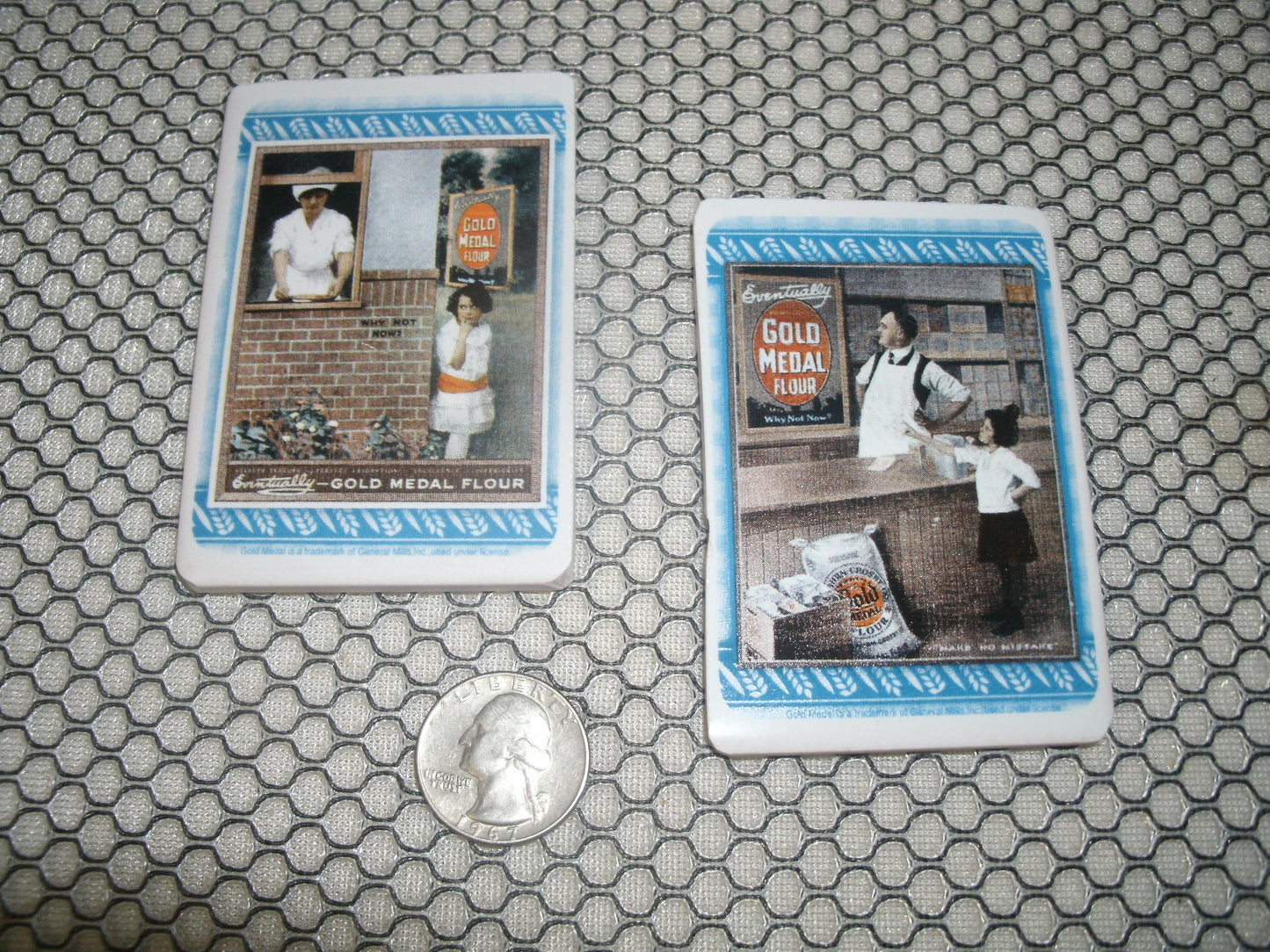 Gold Metal Flour Ceramic Tile Magnets. New.