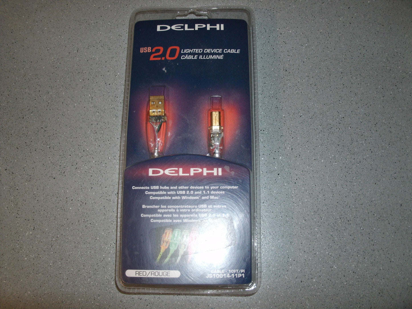 Delphi JS10014-11P1 USB 2.0 Lighted Device Cable. New.