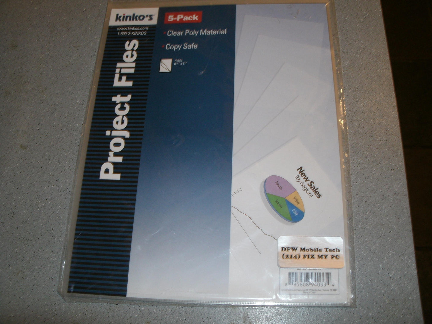 Kinko's 94033 Clear Project Files. 9 Packs of 5. 45 Total.