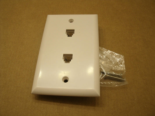 V2D 213838 White 2 Port RJ-11 Wall Plate. New.