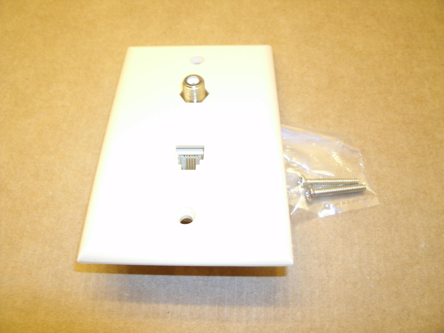Just Drop 202180 RJ-11 Coaxial Wall Plate. Ivory. New.