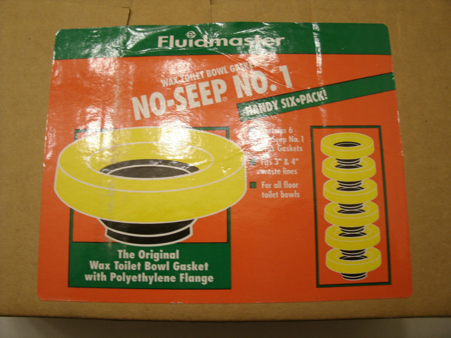 Fluidmaster 001008 No Seep. #1. 6 Pack of Wax Bowl Gaskets.