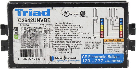 Triad C2642UNVBE, CF Electronic Ballast. Universal Lighting Tech