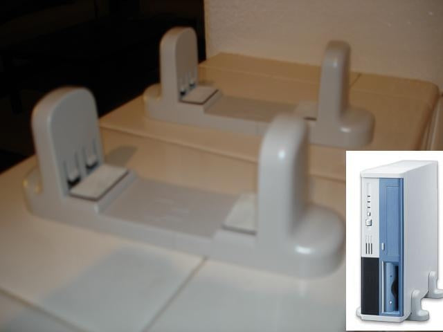 Computer Stand. Beige. 3 7/8" Wide where the computer sits.